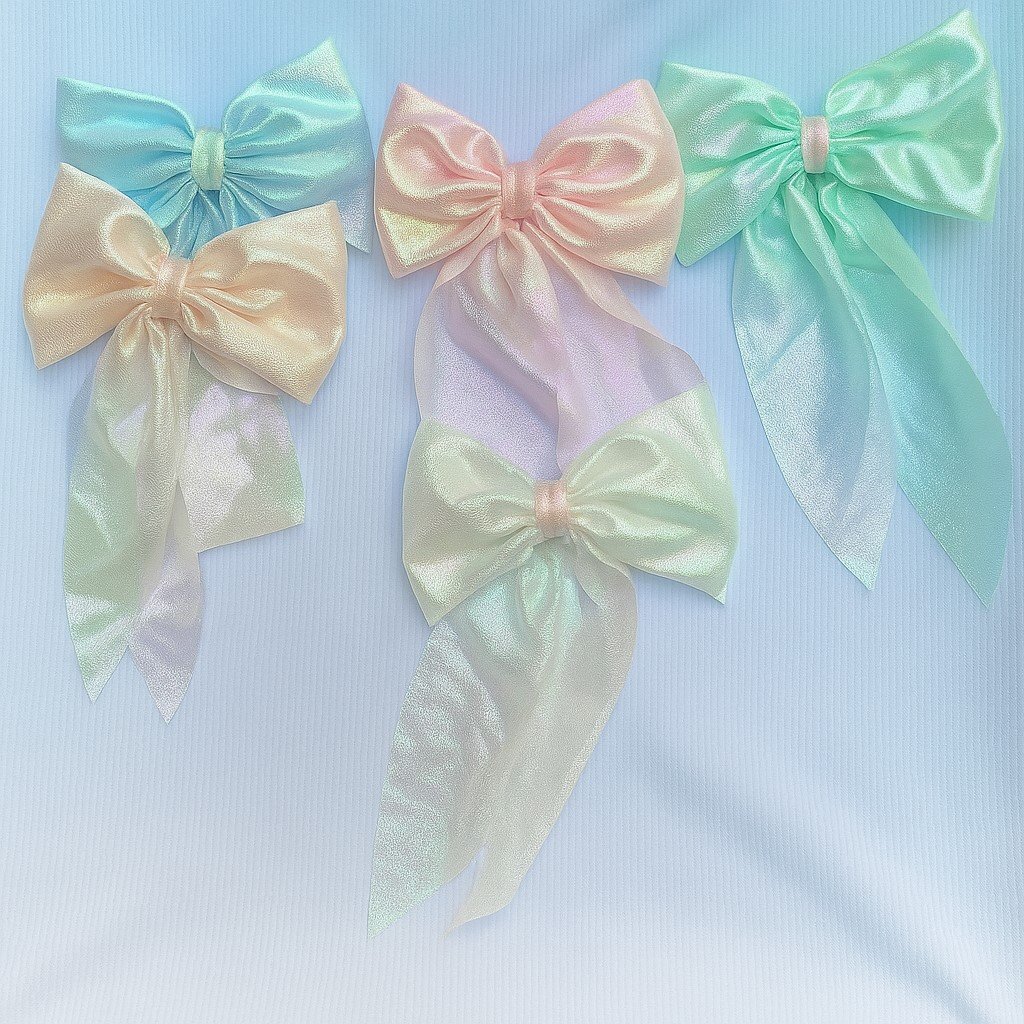 Iridescent Pastel Satin Hair Bows